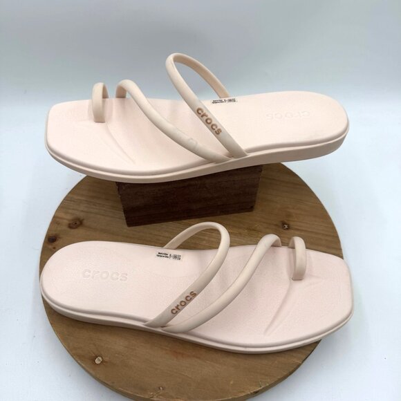 Crocs Women's Miami Toe Loop Sandal size 11 cream sandals as seen on Tik Tok - Picture 2 of 9